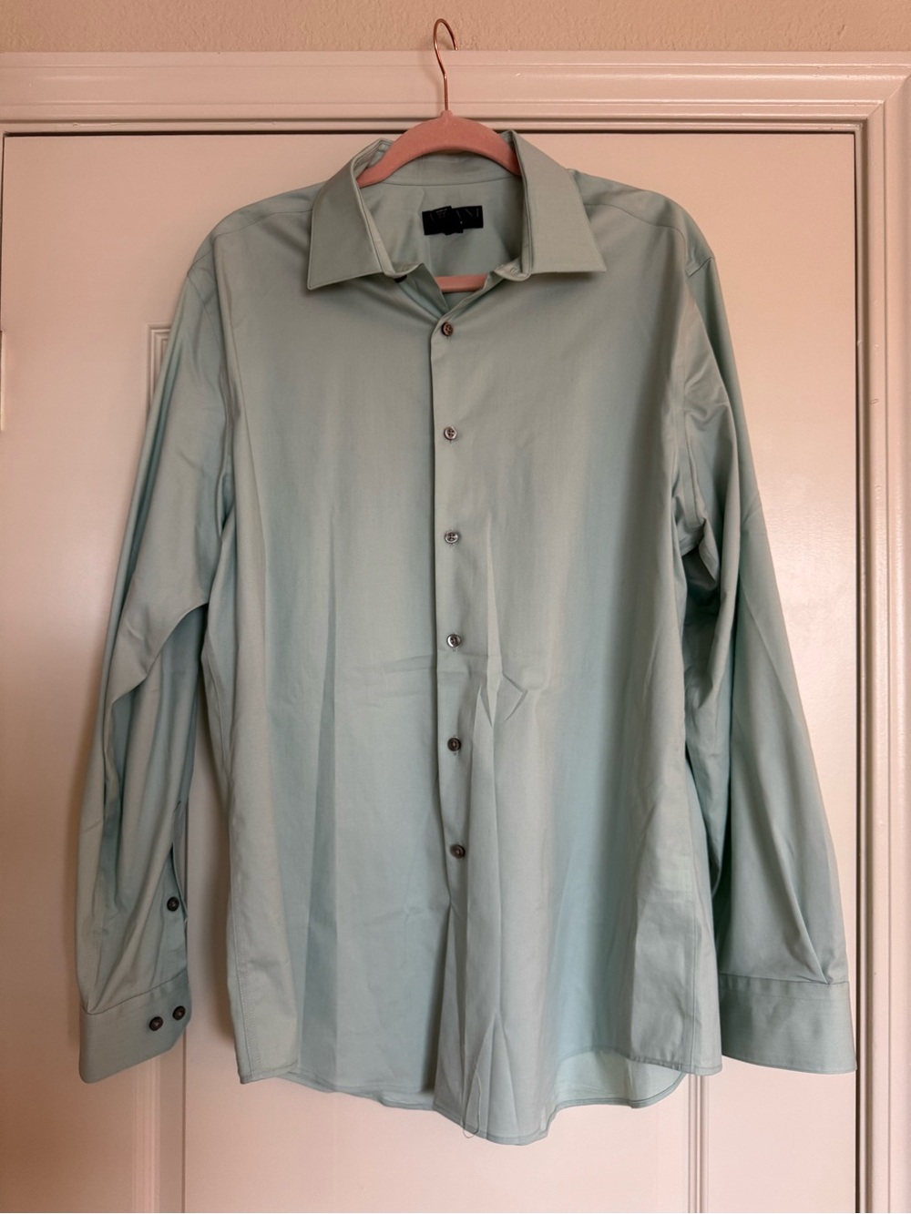 Men's Light Mint Green Button-Down Dress Shirt